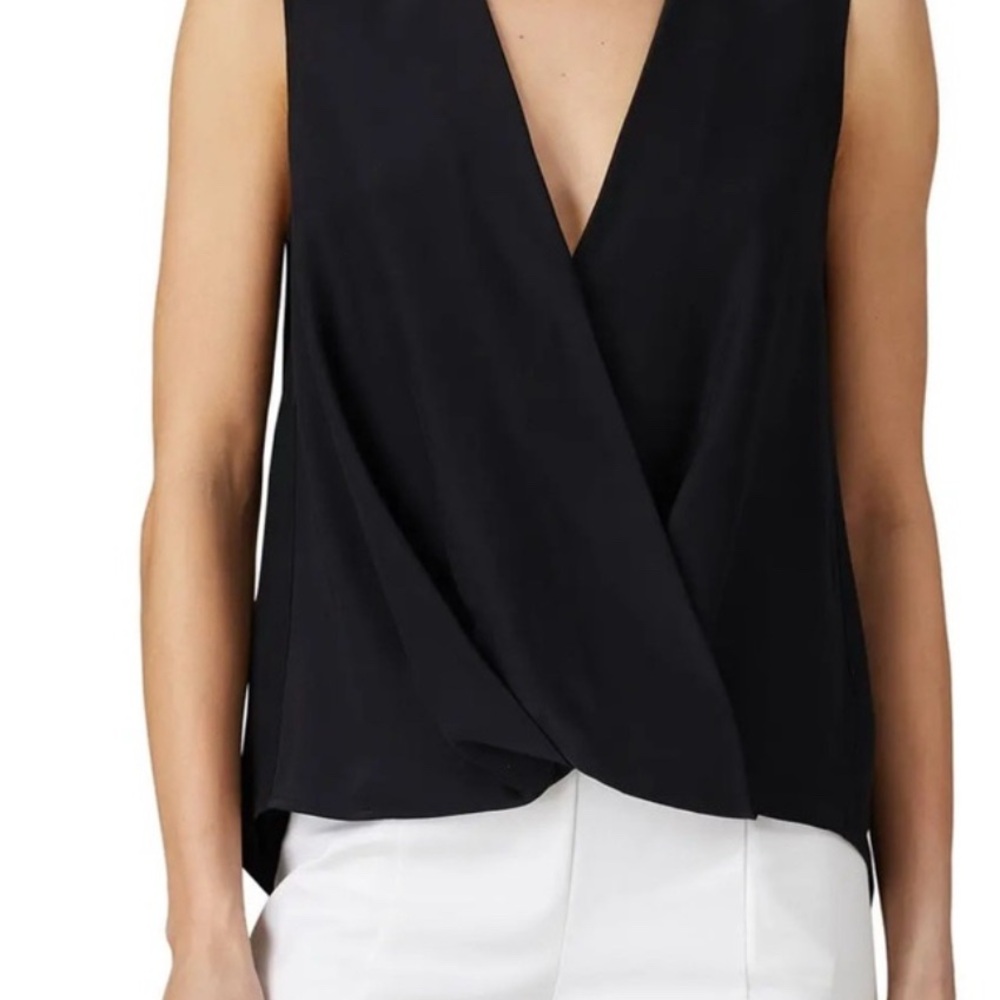 Rag & Bone Black Sleeveless Wrap Blouse